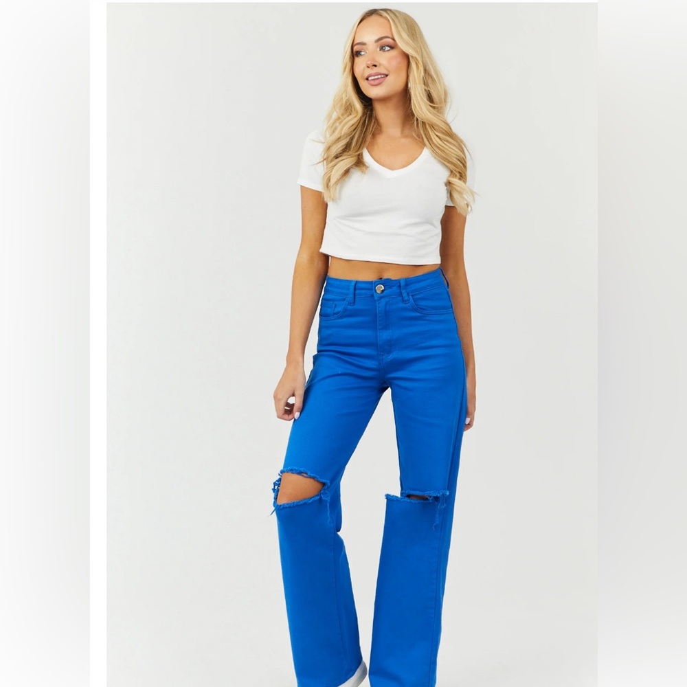 Cobalt Blue Wide Leg Jeans - Small (26)